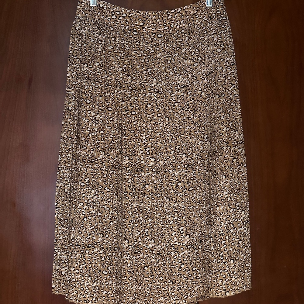 J.Crew Pleated Animal Print Midi Skirt, Size 8